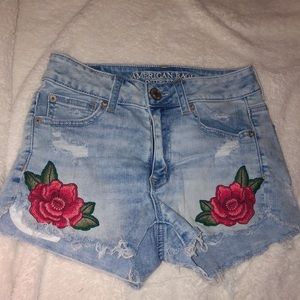 Rose denim shorts